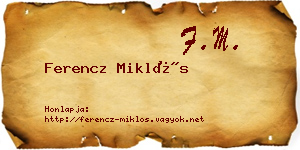 Ferencz Miklós névjegykártya